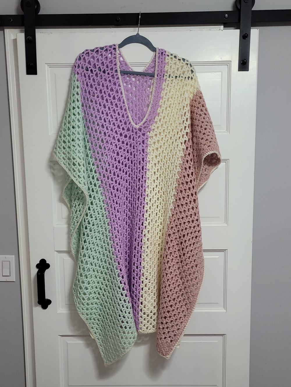 Handcrafted Pastel Crochet Dress Cover Up Caftan - Mint, Lilac, Cream, Blush